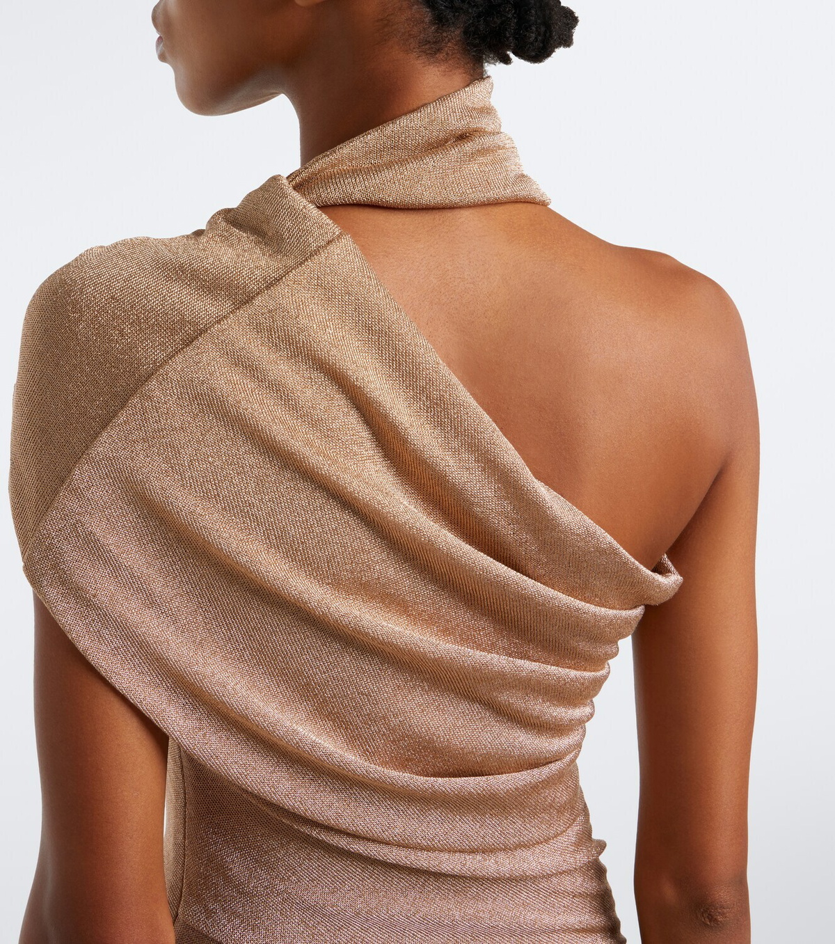Christopher Esber Embellished one-shoulder jersey lamé gown