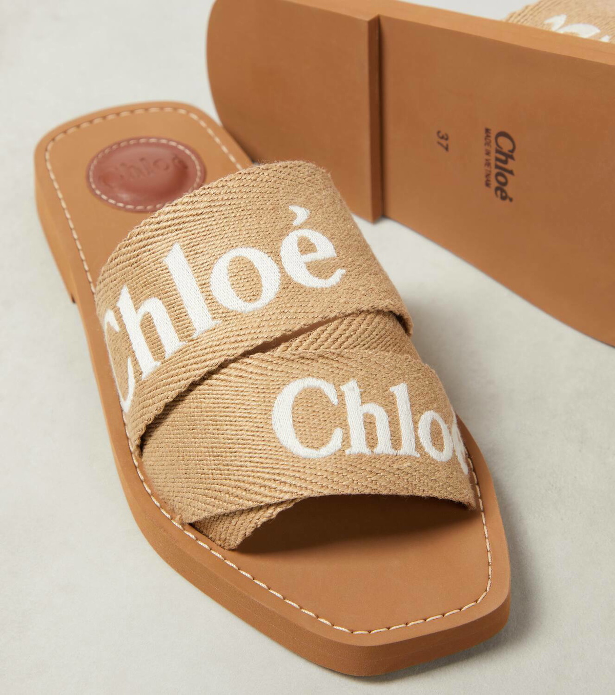 Chloé Woody logo canvas slides Chloe