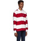 rag and bone Red and Off-White Striped Rugby Polo