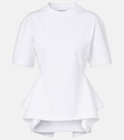 Alaïa Asymmetric cotton poplin peplum T-shirt