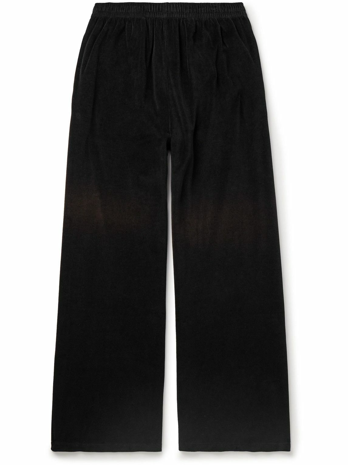 Photo: Acne Studios - Fega Wide-Leg Logo-Embossed Cotton-Blend Velour Track Pants - Black