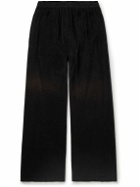 Acne Studios - Fega Wide-Leg Logo-Embossed Cotton-Blend Velour Track Pants - Black
