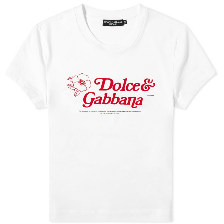 Photo: Dolce & Gabbana Women's Flower Logo T-Shirt in White