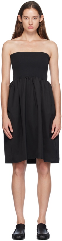 Photo: AMOMENTO Black Shirring Flare Midi Skirt