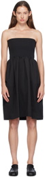AMOMENTO Black Shirring Flare Midi Skirt