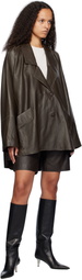 REMAIN Birger Christensen Brown Wide Leather Jacket