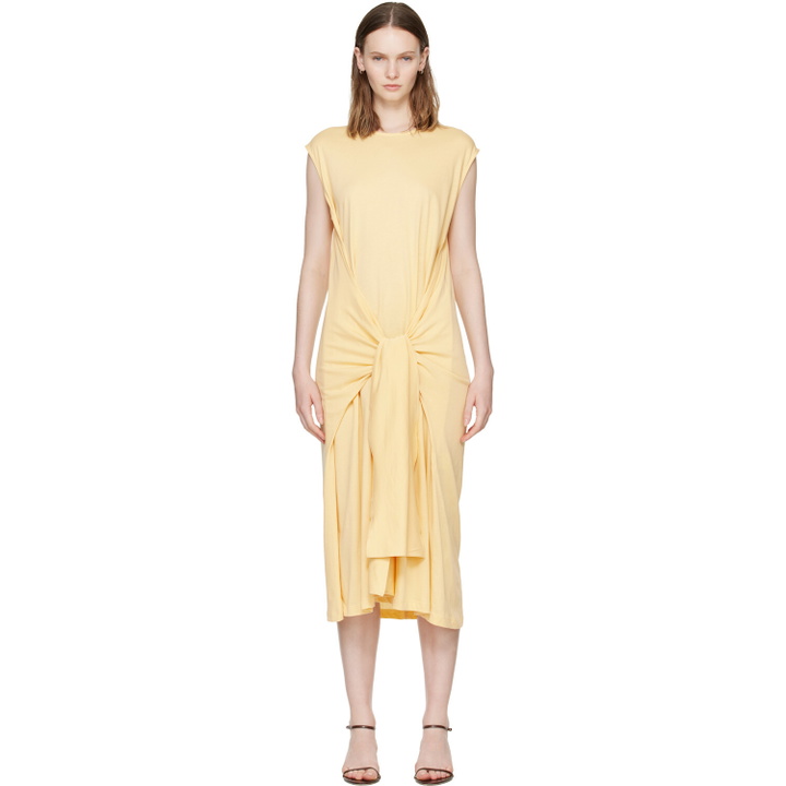 Photo: TOTEME Yellow Tie-Waist Jersey Midi Dress