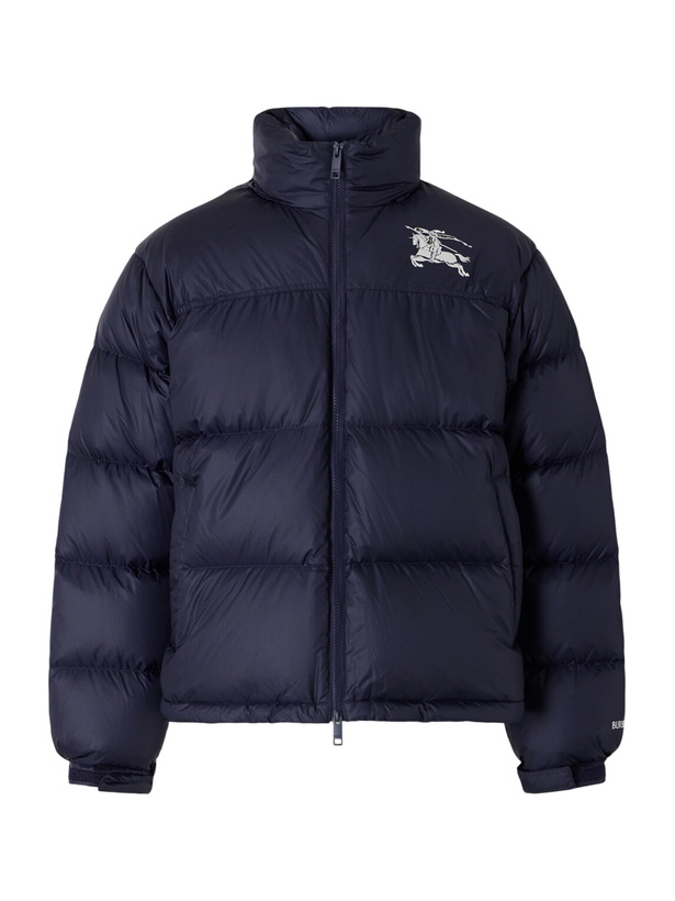 Photo: Burberry - Highlands Logo-Embroidered Quilted Shell Down Jacket - Blue