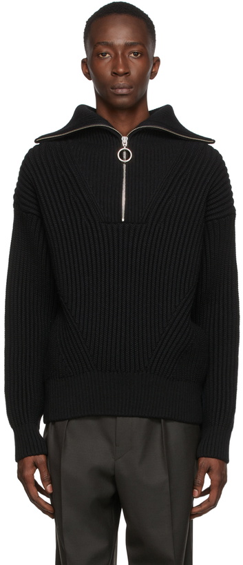 Photo: AMI Alexandre Mattiussi Black Ribbed Boxy Fit Zip-Up