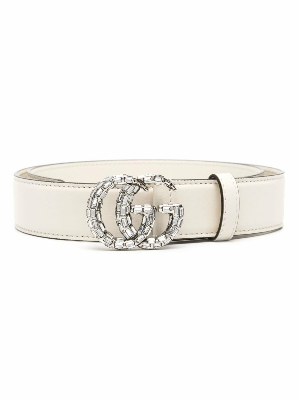 Gucci White Double G Leather Belt Gucci display picture 2
