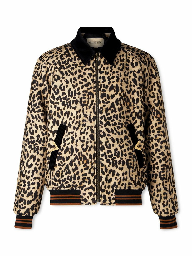 Photo: Valentino Garavani - Leopard-Print Wool-Twill Bomber Jacket - Brown