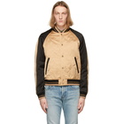 Saint Laurent Beige Quilted Teddy Bomber Jacket