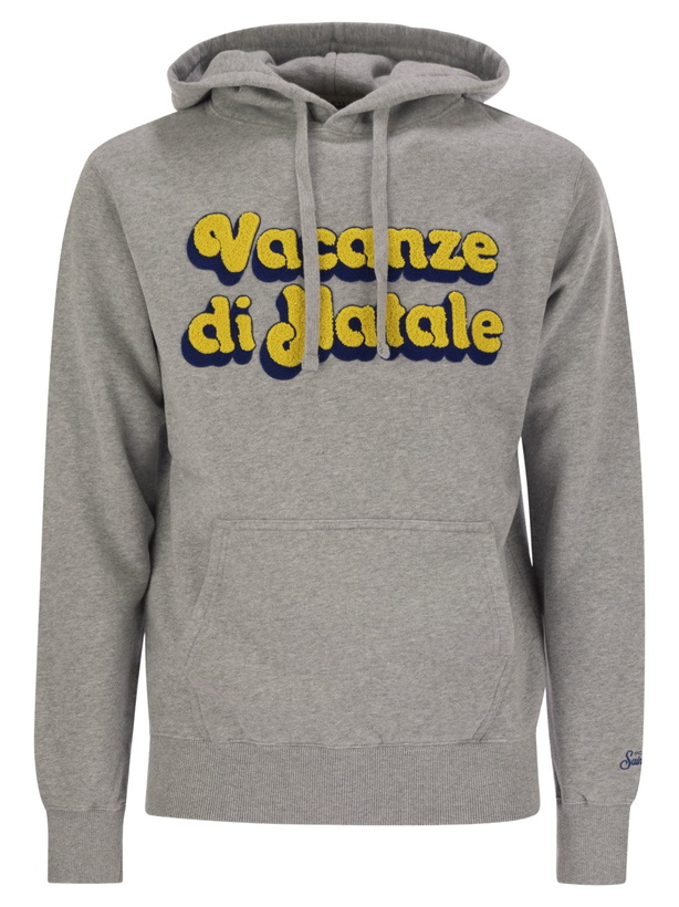 Photo: MC2 Saint Barth Mens Grey Tribeca Sweatshirt With Vacanze Di Natale Logo Embroidery