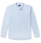 Hugo Boss - Frans Grandad-Collar Striped Cotton-Seersucker Shirt - Blue