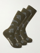 Portal - Ritual Three-Pack Stretch Merino Wool-Blend Socks - Green