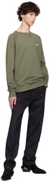 Balmain Khaki Flocked Logo Sweatshirt