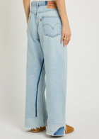 B Sides Vintage Reworked Culotte Panelled Wide-leg Jeans Indigo