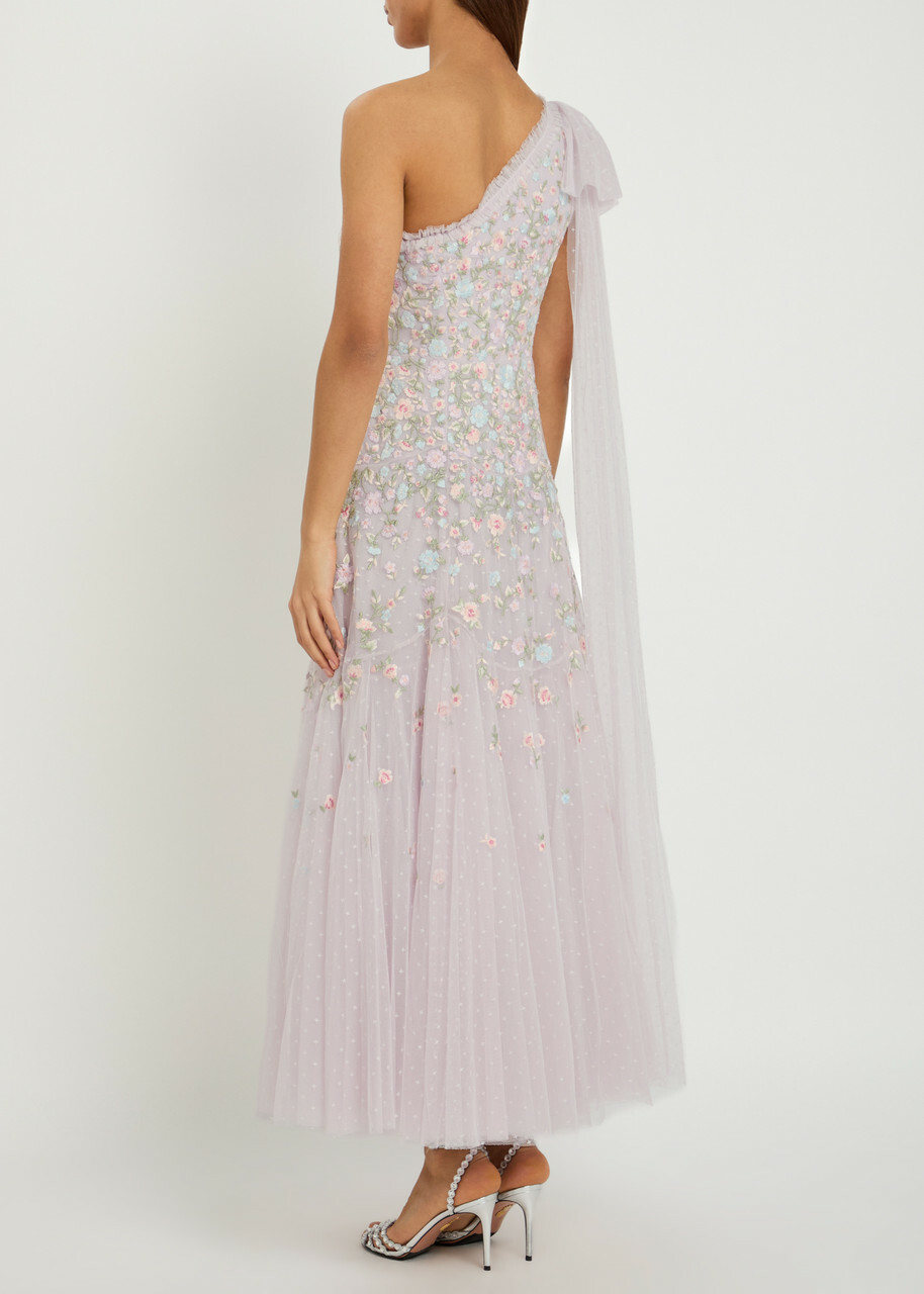 Needle & Thread Sylvia Rose Floral-embroidered Tulle Gown Light Purple