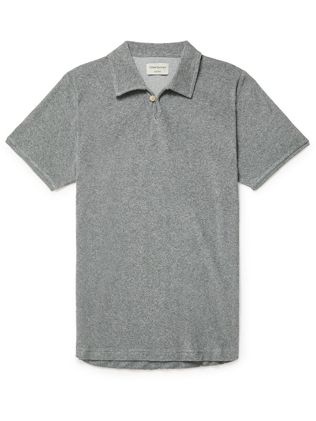 Photo: Oliver Spencer Loungewear - Cotton-Blend Terry Polo Shirt - Gray