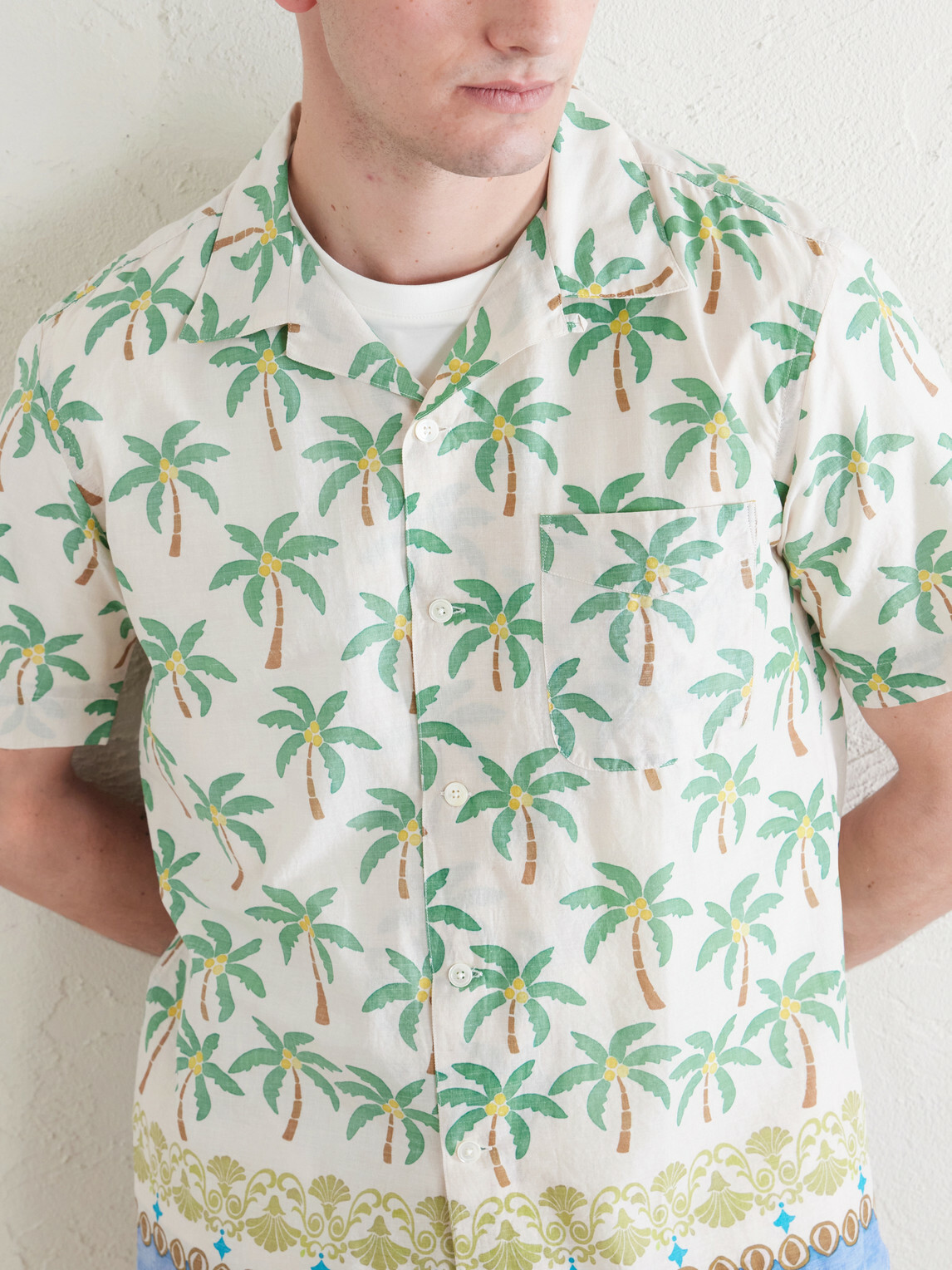 Hartford - New Palmito Printed Cotton Shirt - Neutrals