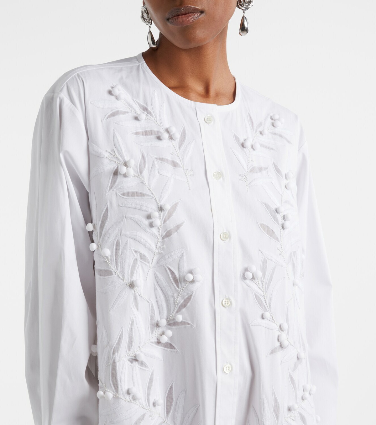 Carolina Herrera Embroidered cotton-blend gown