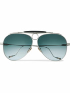 Jacques Marie Mage - Diamond Cross Ranch Aviator-Style Silver-Tone Sunglasses