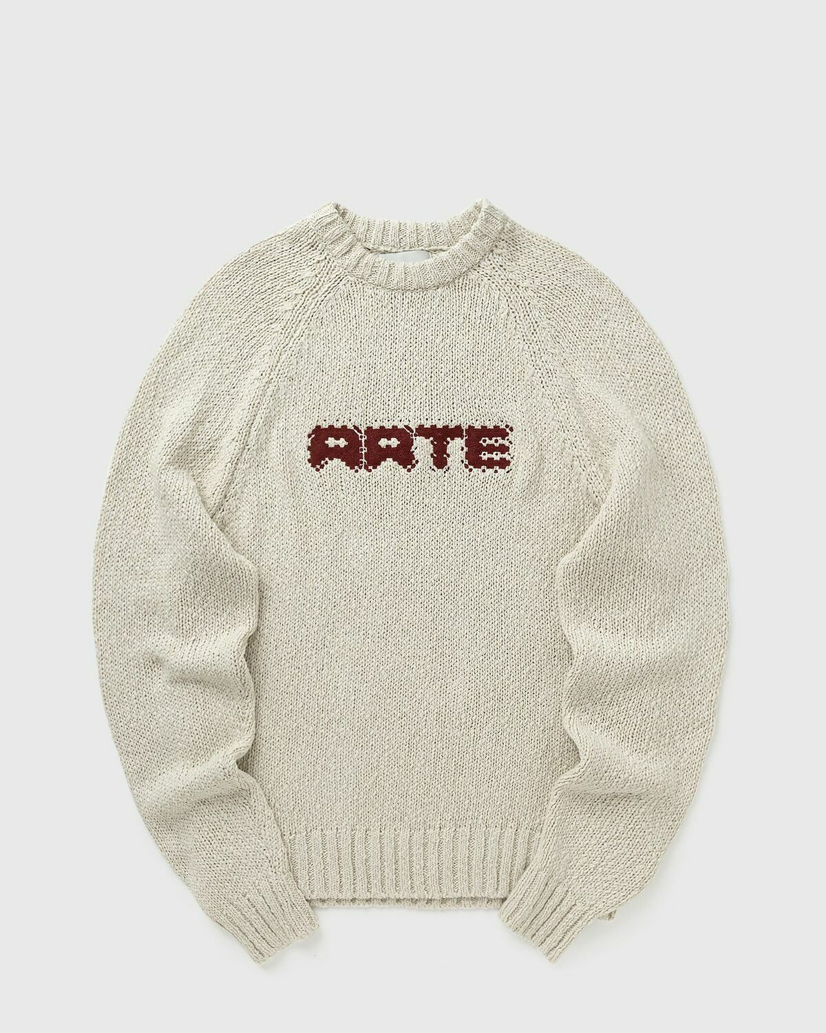 Arte Antwerp Pixel Front Knit Beige Mens Pullover