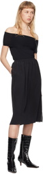 Quira Black Two-Pocket Midi Skirt
