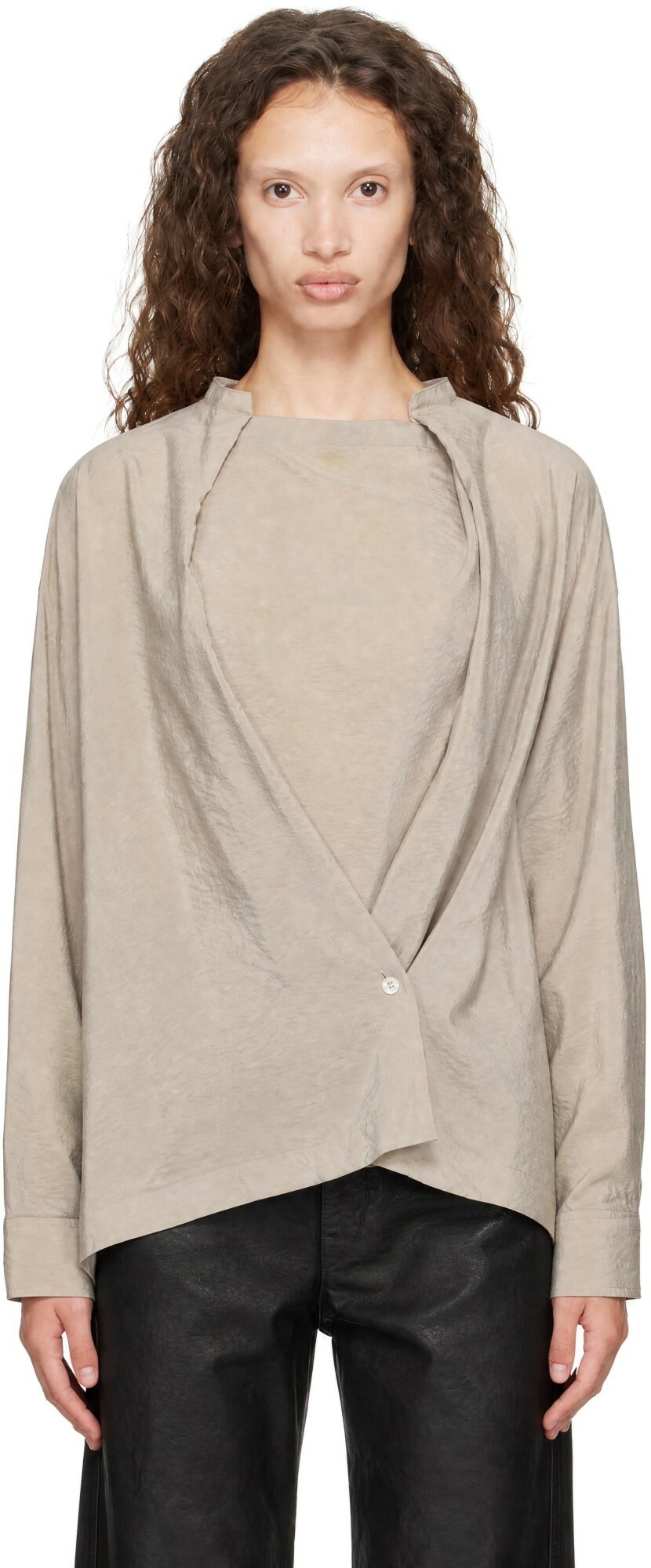 LEMAIRE Taupe Twisted Blouse