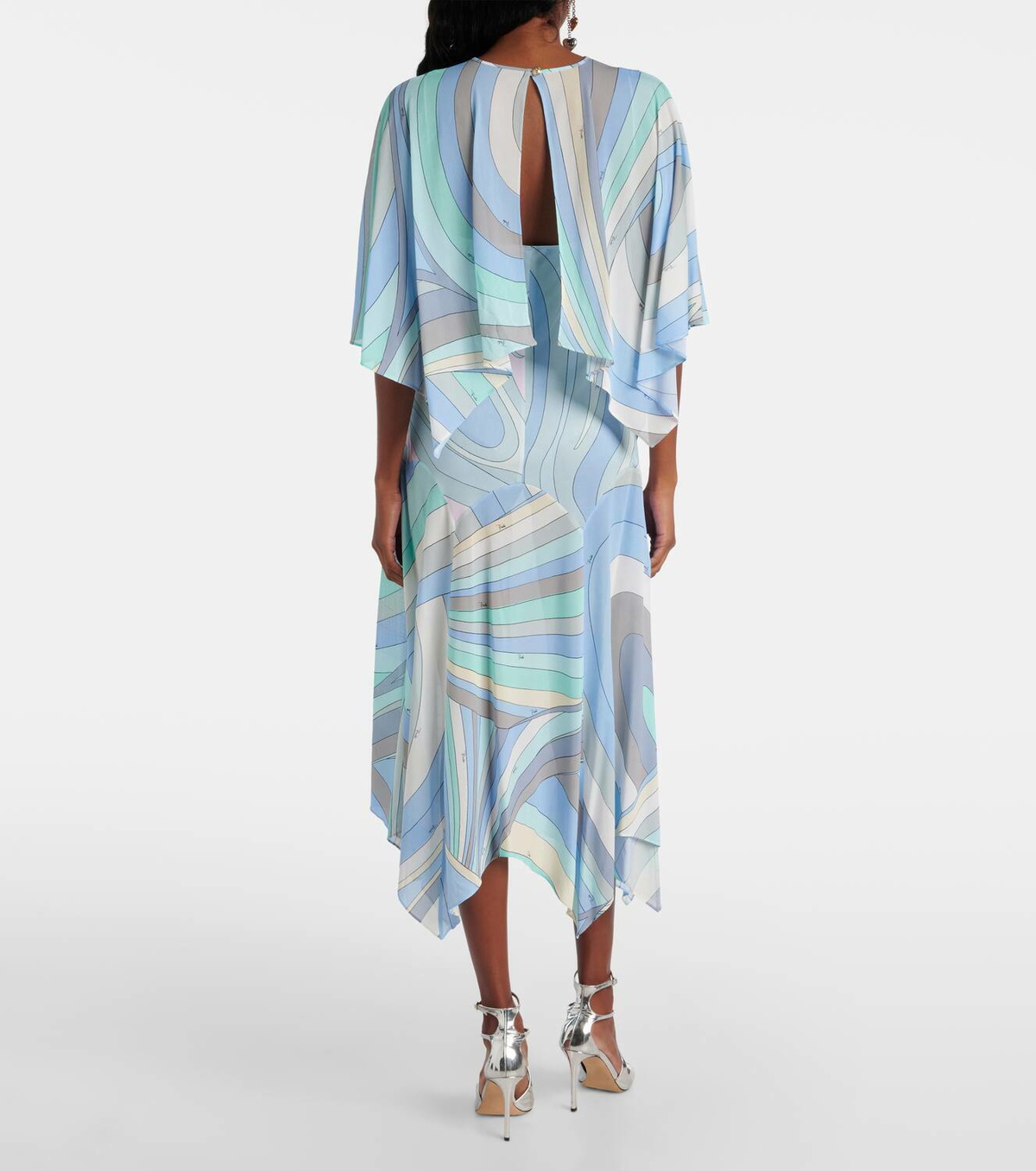 pucci midi dress Marmo asymmetric printed silk-twill halterneck dress - gold