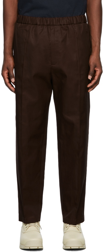 Photo: Jil Sander Burgundy Tech Hand Cotton Gabardine Trousers