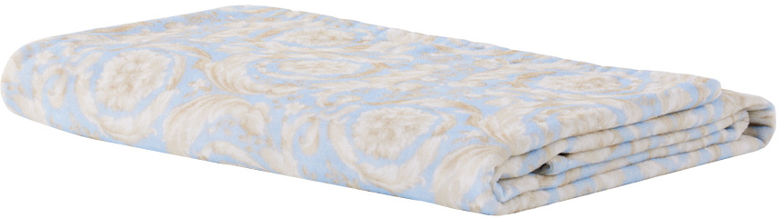 Versace Blue Barocco Bath Towel