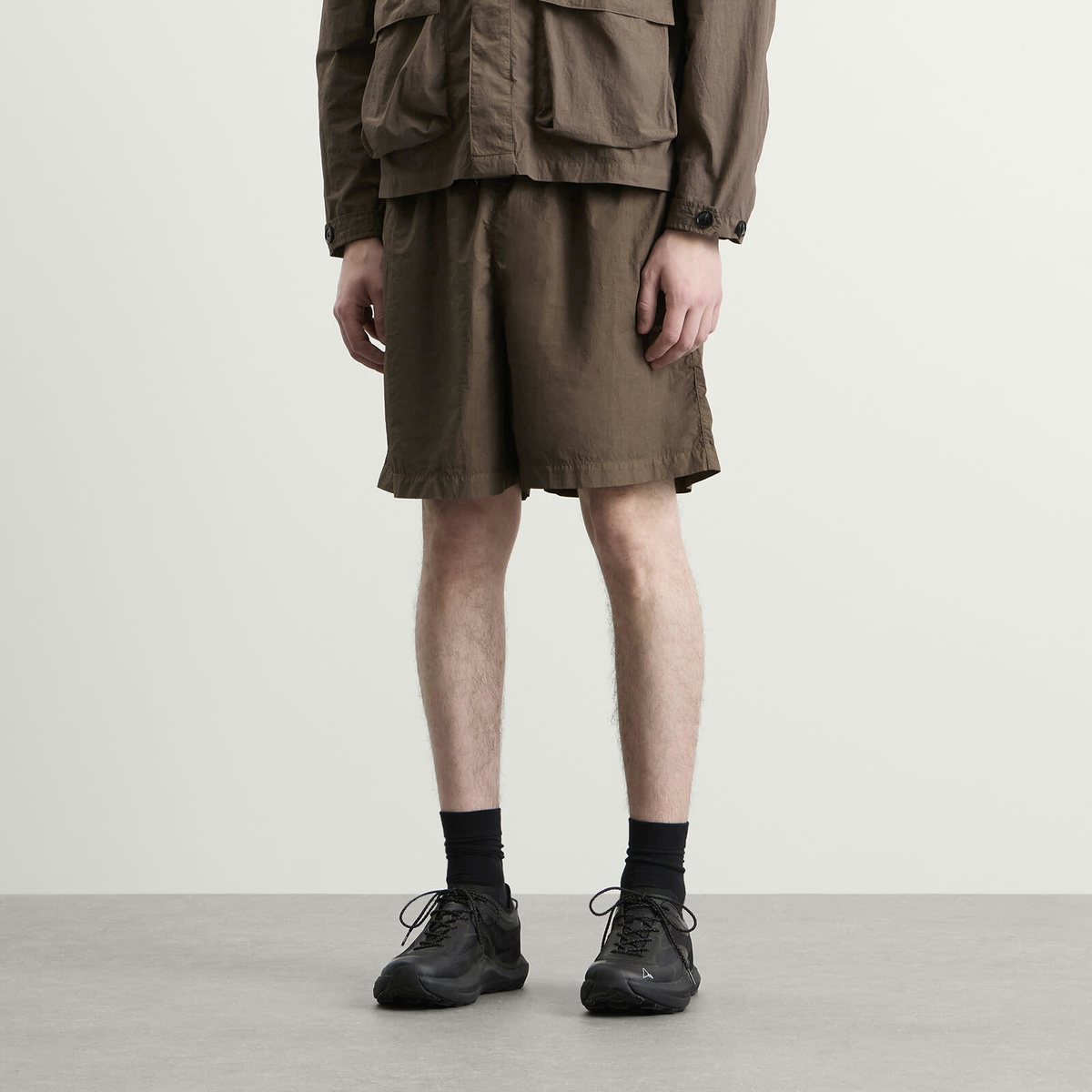 MKI Men's Garment Dye Wide Leg Shorts in Deep Khaki