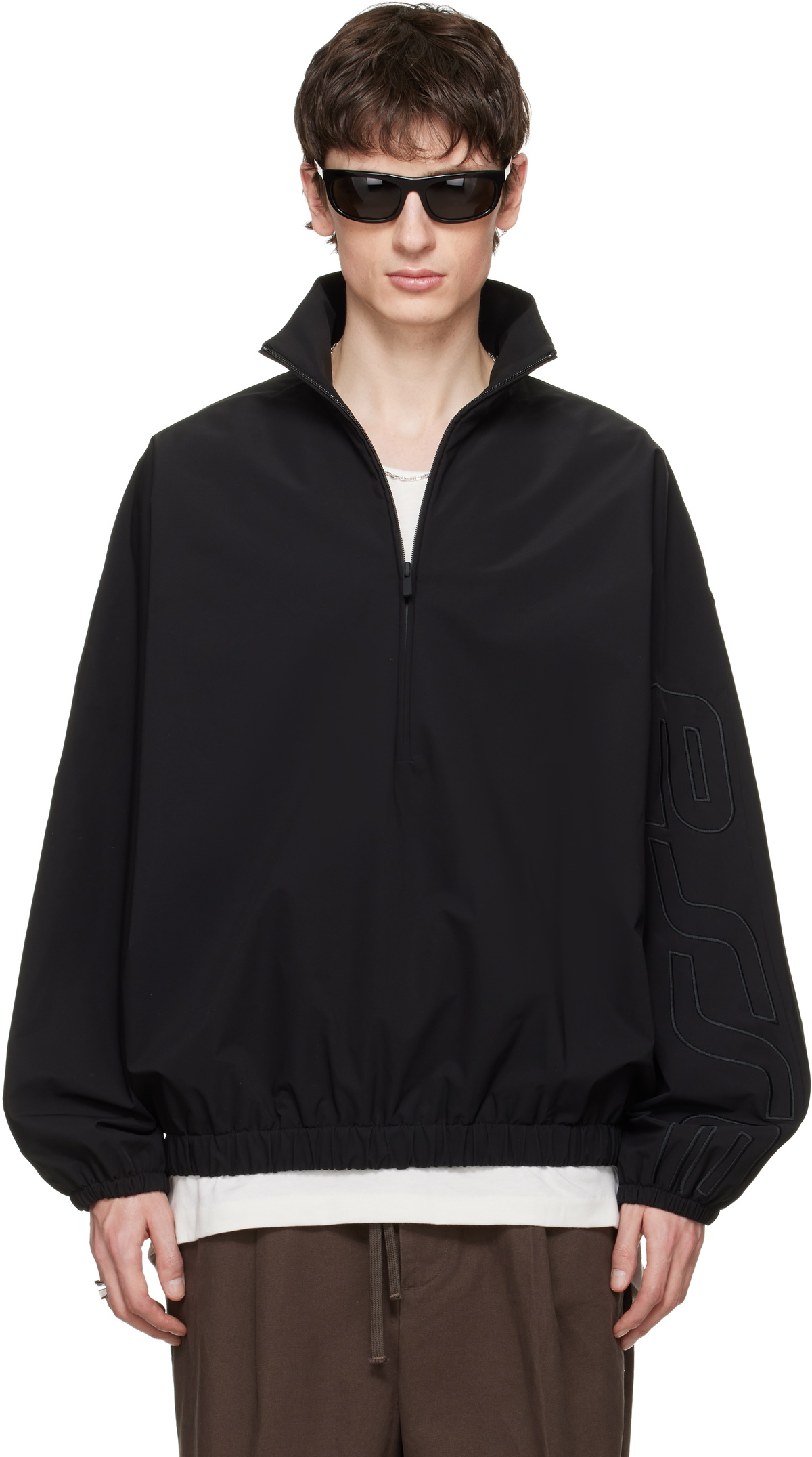 Fear of God ESSENTIALS Black Active Trace Half Zip Track Jacket