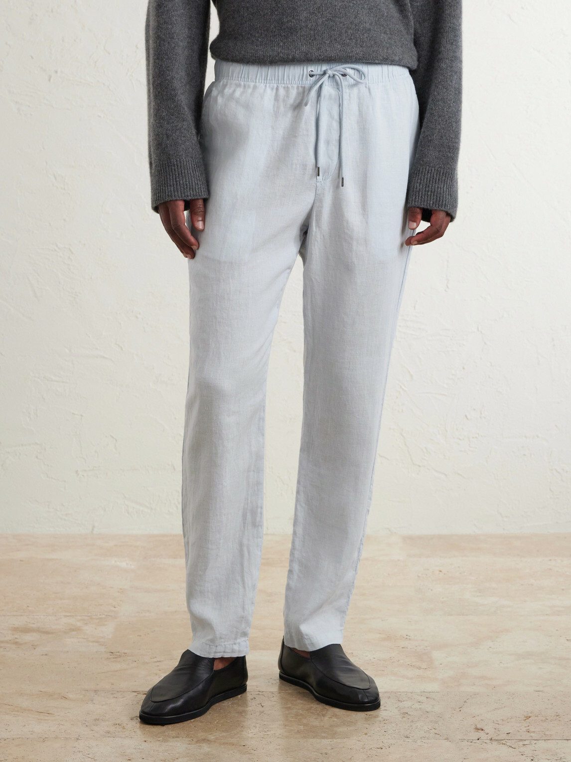 James Perse - Straight-Leg Garment-Dyed Linen Drawstring Trousers - Blue