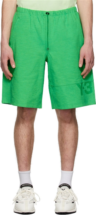 Photo: Y-3 Green Piqué Classic Heavy Shorts