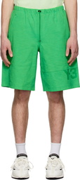 Y-3 Green Piqué Classic Heavy Shorts