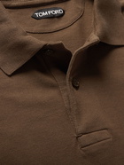 TOM FORD - Garment-Dyed Cotton-Piqué Polo Shirt - Brown