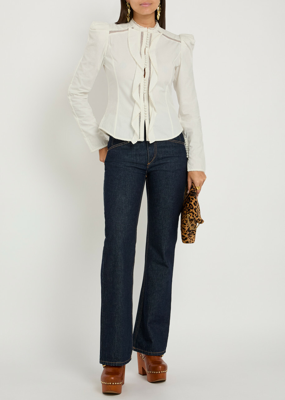 Isabel Marant Calina Picot Lace Cotton Blouse White