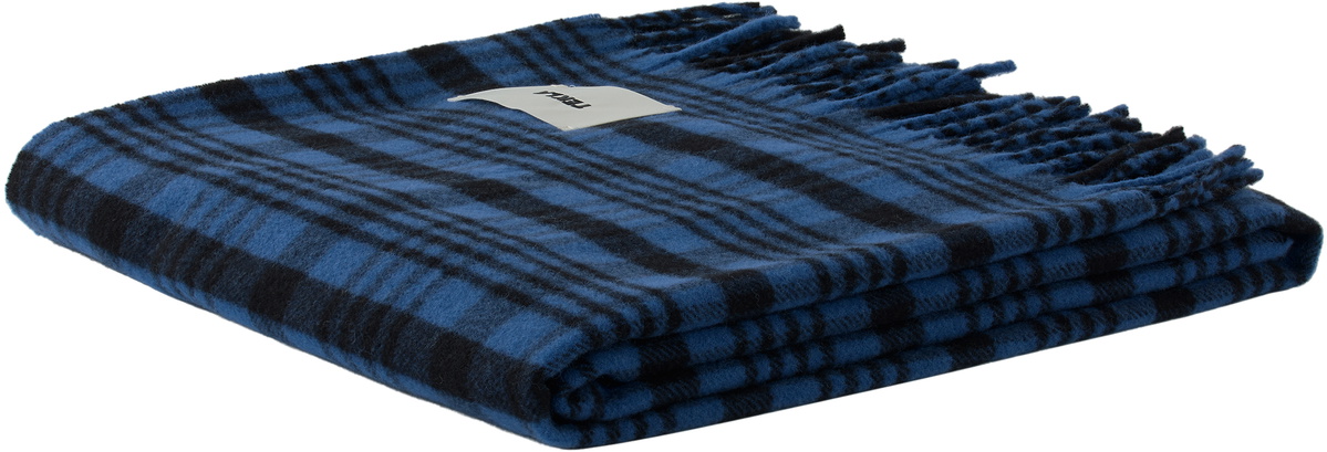 Tekla Navy Fringed Blanket
