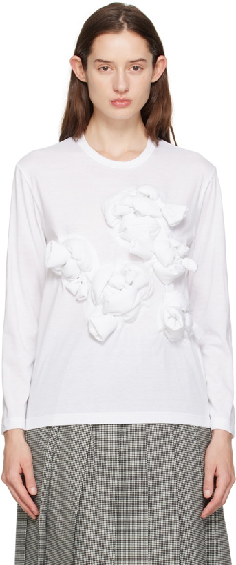 Photo: Comme des Garçons White Knotted Long Sleeve T-Shirt
