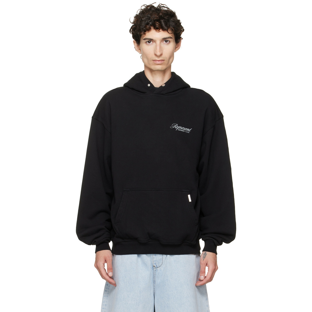 Represent Black Printed 'Owners Club' Script Hoodie