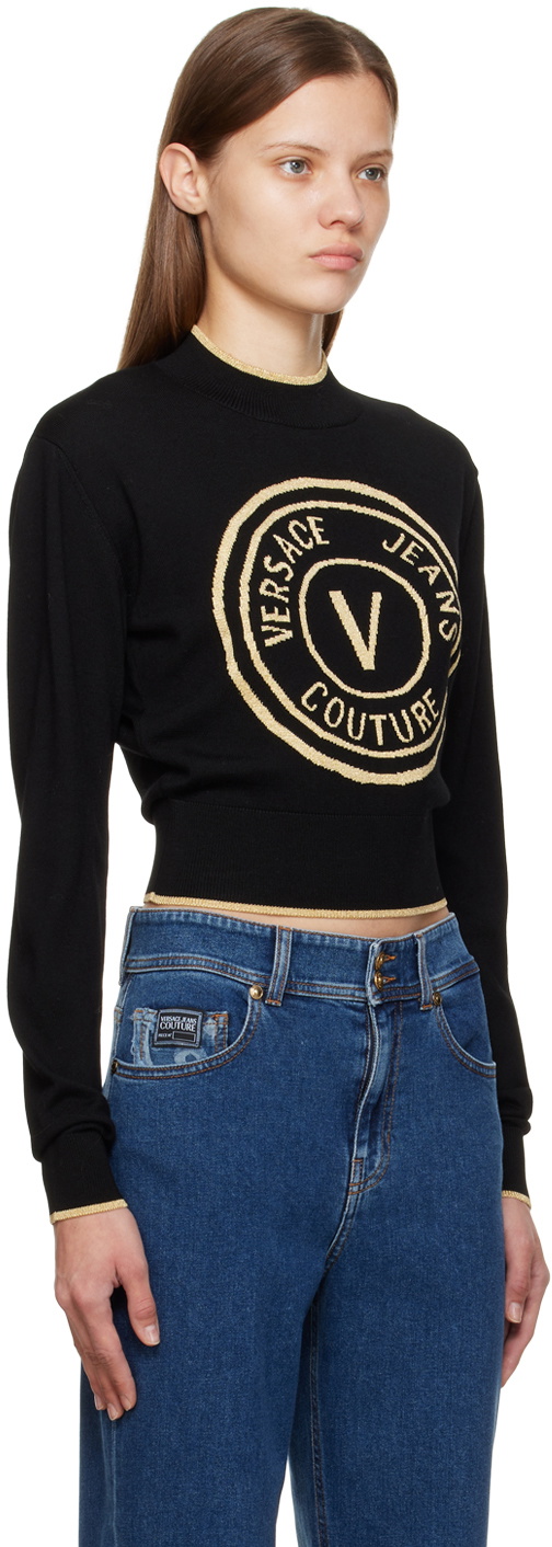 Versace Jeans Couture Black V-Emblem Sweater Versace