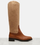 Max Mara Cavaliere leather and wool knee-high boots