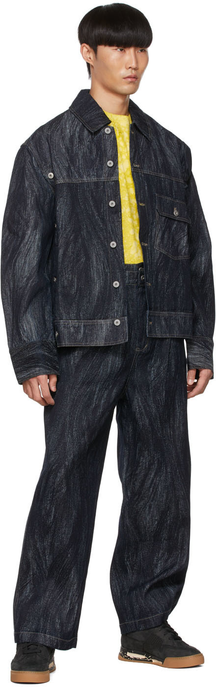 Feng Chen Wang Navy Jacquard Jeans Feng Chen Wang