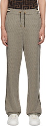 Balmain Beige & Black Jacquard Sweatpants