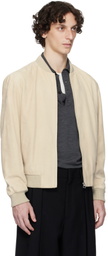 BOSS Beige BECKHAM Edition Regular-Fit Suede Bomber Jacket