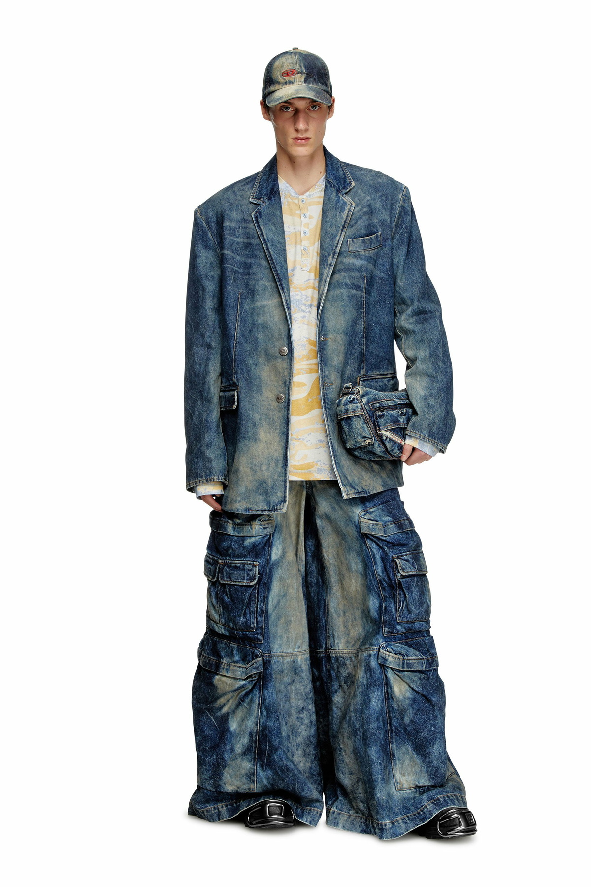 Diesel Blazer in hand-treated dirty denim - Denim Jackets - Unisex - Blue