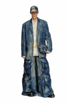Diesel Blazer in hand-treated dirty denim - Denim Jackets - Unisex - Blue