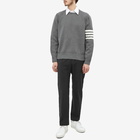 Thom Browne Men's Milano Four Bar Stripe Crew Knit in Medium Grey